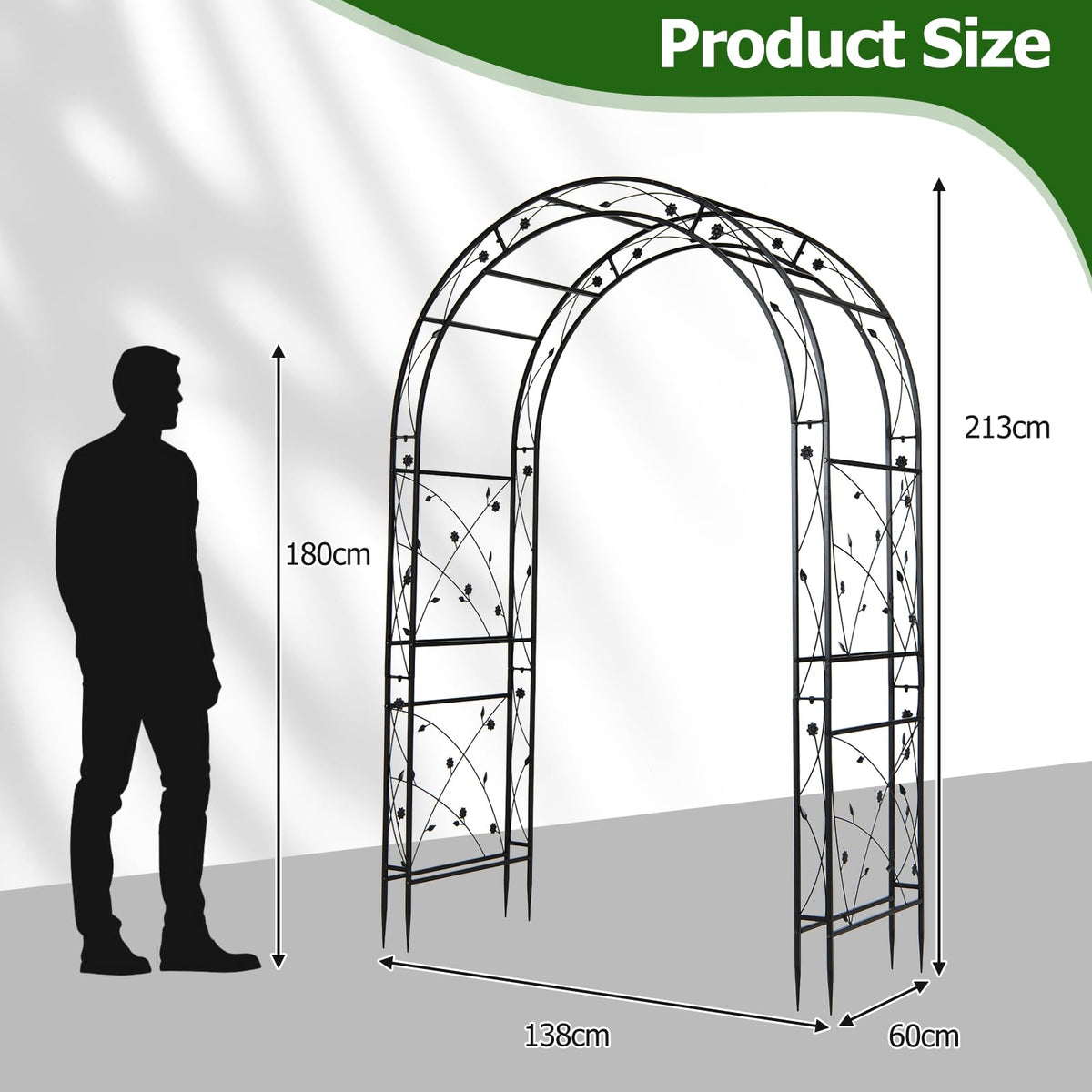 Heavy Duty Garden Arch with Floral Patterns for Climbing Plants