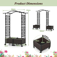 Self-Watering Planter Boxes w/Lattice Trellis & Roof