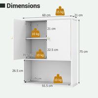 GIANTEX Bathroom Wall Cabinet 2-Door Medicine Cabinet w/Open Shelf