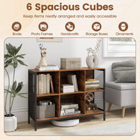 6 Cube Bookcase 110cm Wide Horizontal Bookshelf with Heavy-Duty Metal Frame