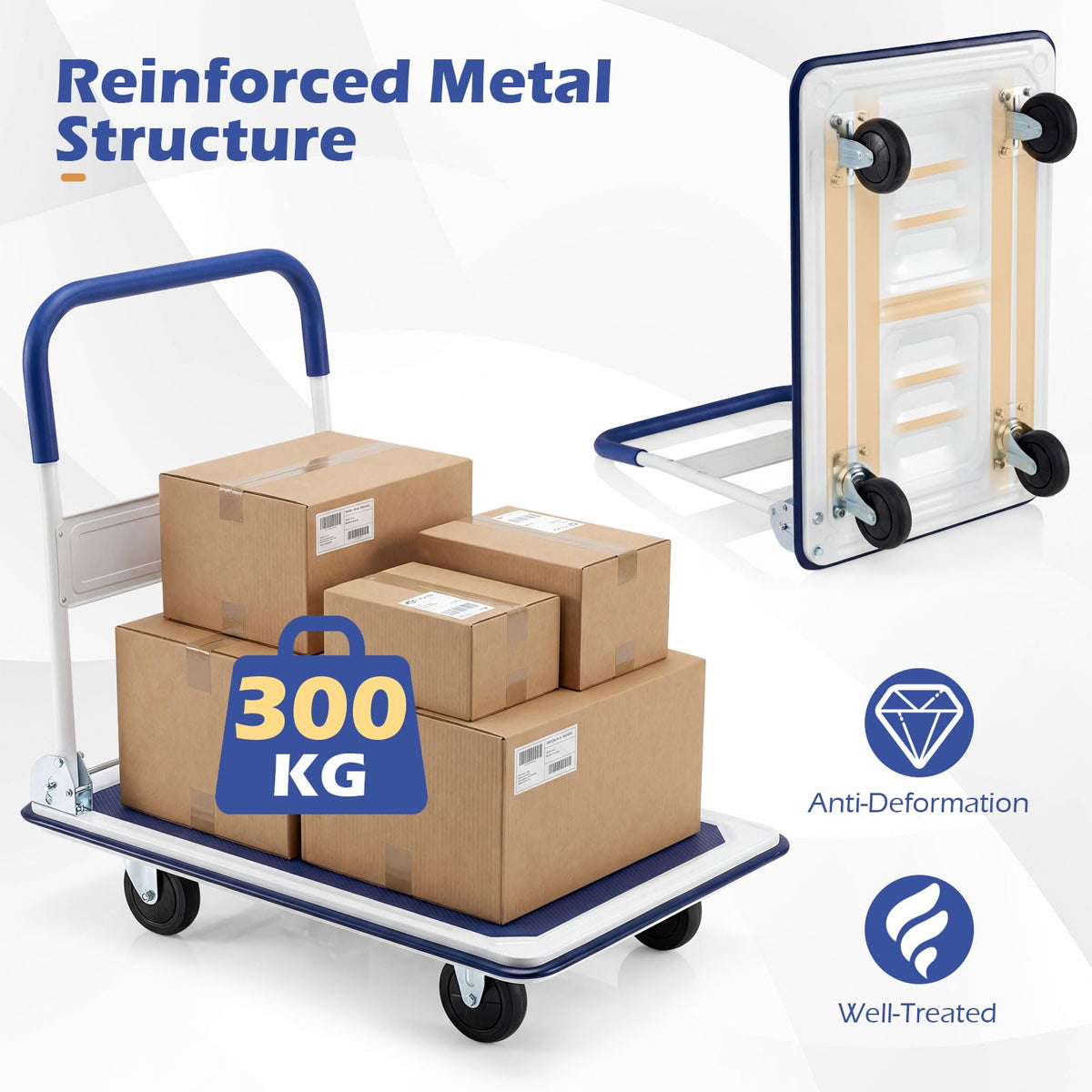 Folding Platform Truck with Swivel Wheels for Loading/Storage