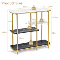 Giantex 4 Tier Console Table, Faux Marble Entrance Sofa Table w/Shelves