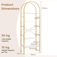 GIANTEX 5-Tier Arched Bookcase with Open Wooden Shelves