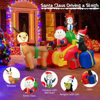 180CM Christmas Inflatable Lighted Santa Claus on Reindeer Sleigh