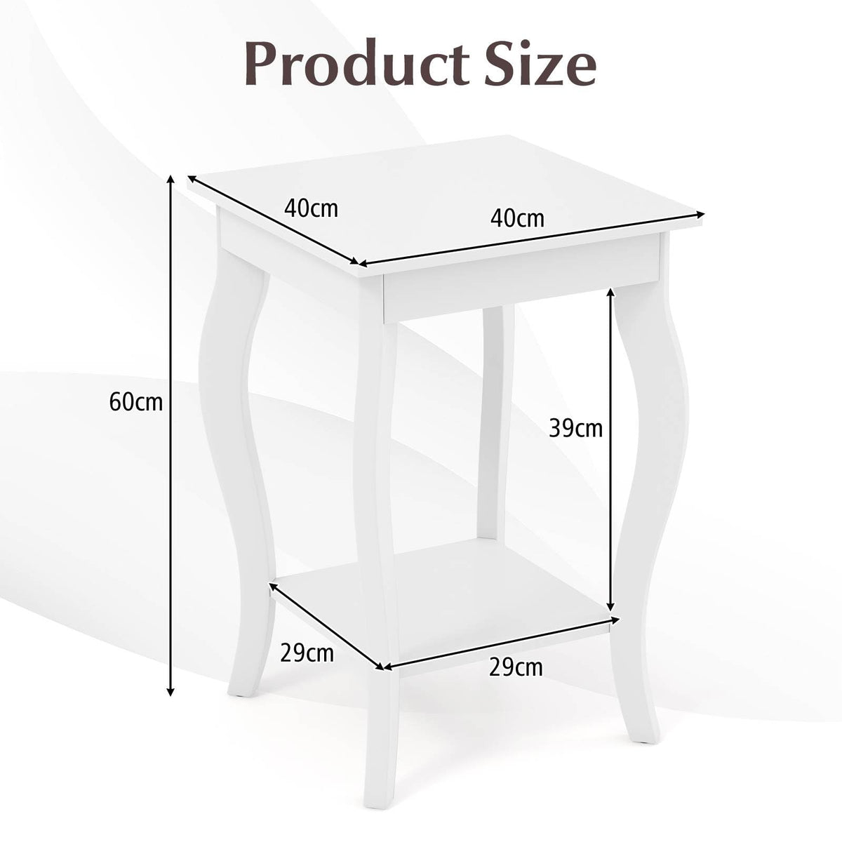 Square Corner Table Side Table w/ Storage Displat Shelf Nightstand Living Room