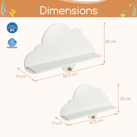 Cloud Shape Wall Shelves with Hooks for Kid Room and Nursery Decor