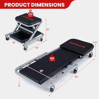 36"/40" 2-in-1 Mechanic Creeper & Z-Seat with 6 Swivel Casters