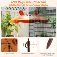 4Pcs Kids Picnic Set, Toddler Outdoor Activity Table w/2 Folding Chairs & a Height Adjustable Umbrella