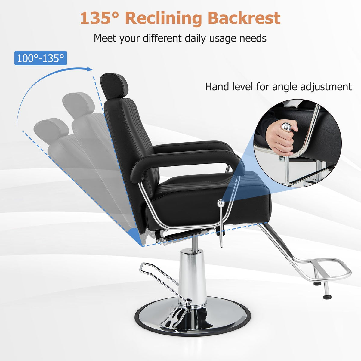 360° Swivel Salon Chair with Adjustable Headrest