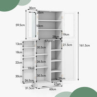 Giantex Tall Buffet Sideboard, Kitchen Pantry Cabinet with Dual Tempered Glass Doors & Shelves