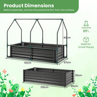 120x30x60 cm Raised Garden Bed with Greenhouse Cover and Windows