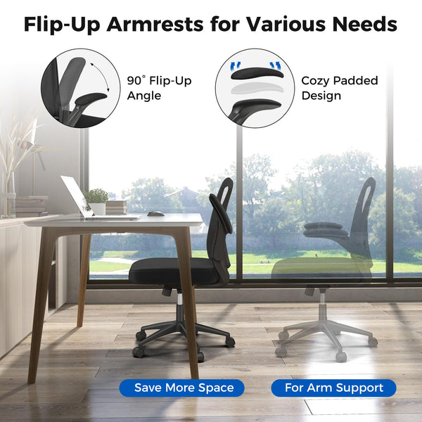 Giantex Ergonomic Office Chair, Adjustable Swivel Mesh Task Chair with Flip-Up Armrests