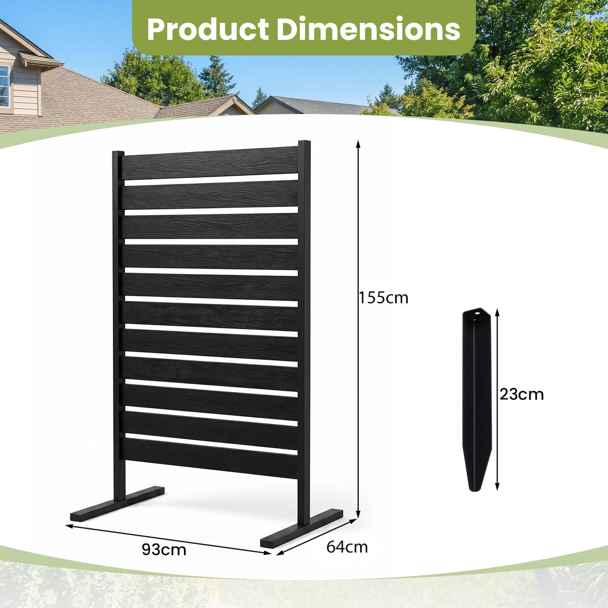 Decorative Privacy Screen 93x155cm No Dig Fence for Pool or Lawn