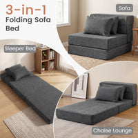 Giantex Folding Sofa Bed, 3-in-1 Convertible Sleeper Chair with 2 Pillows