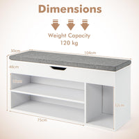 Shoe Bench with 3 Open Shelves and 1 Closed Shelf for Living Room