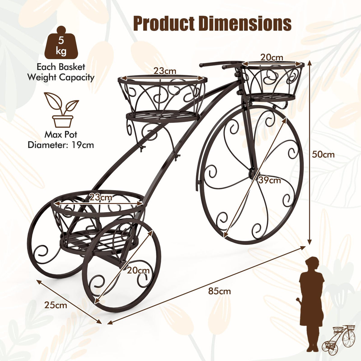 Tricycle Plant Stand, Flower Pot Cart Holder