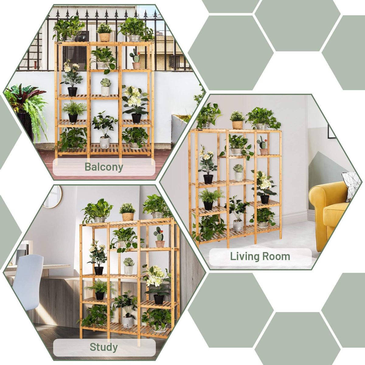 Bamboo Plant Stand, 5 Tier 12 Potted Plant Shelf
