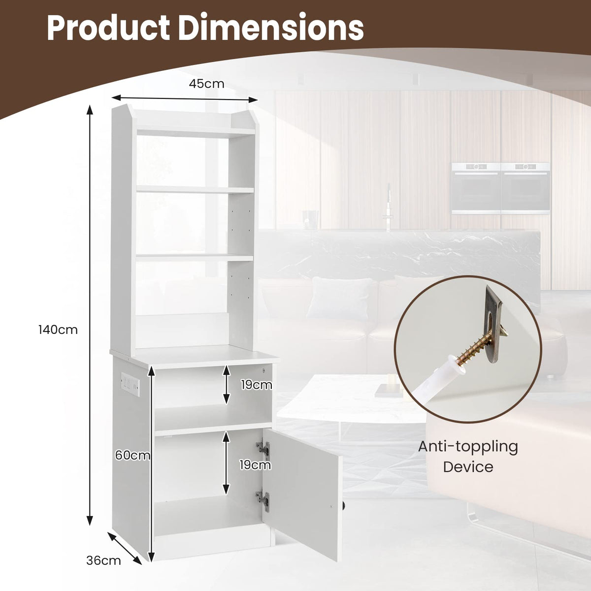 Giantex Nightstand with Charging Station, Bedside Table with 6-Level Adjustable Shelves, End Side Table & Bookshelf