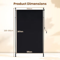 150/200 cm Vertical Retractable Patio Awning with Crank Handle