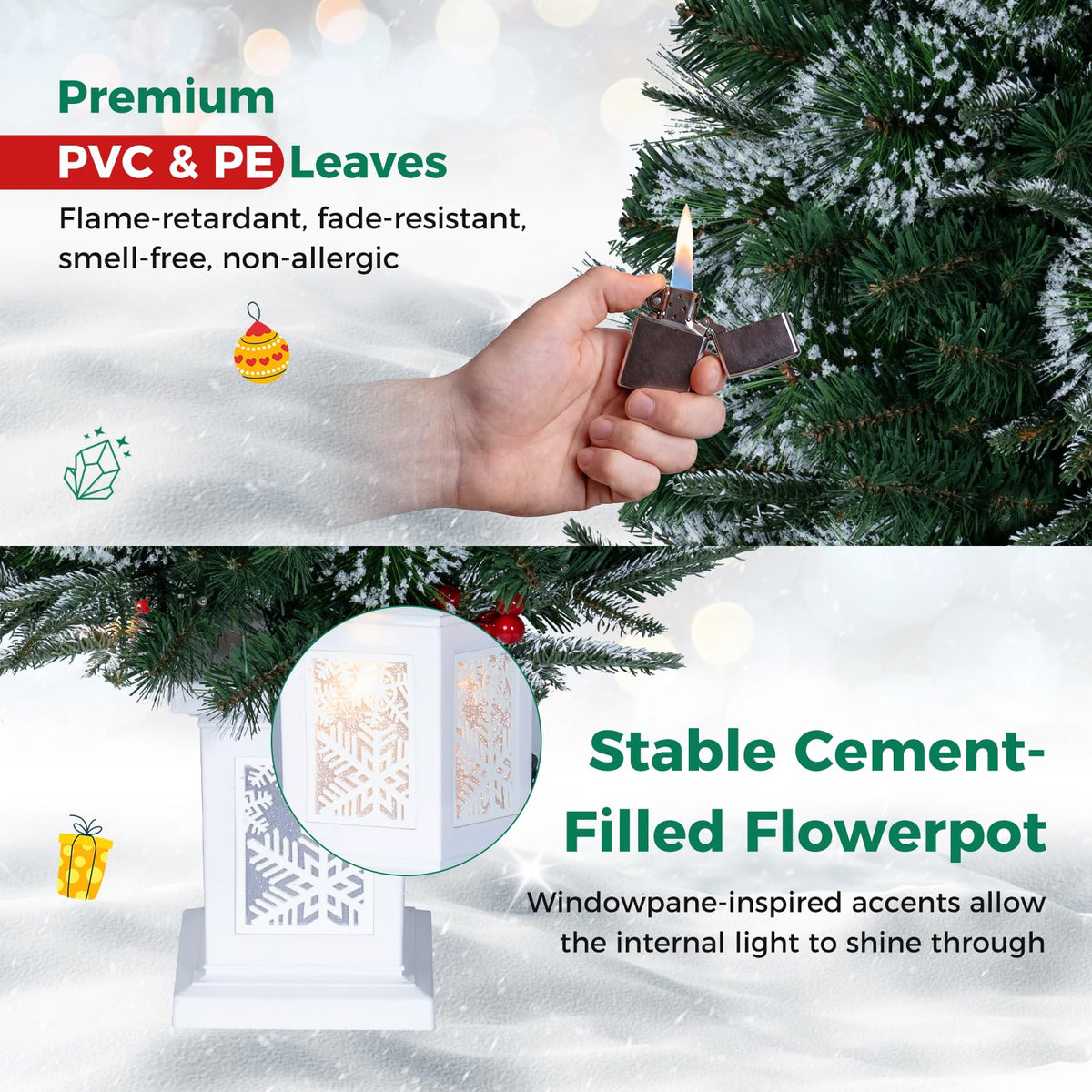 90cm Pre-Lit Potted Christmas Tree with 80 Warm White LED Lights