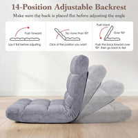 Giantex Adjustable 14-Position Floor Chair, Folding Couch Recliner with Soft Flannel Cover