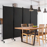 Giantex 4-Panel Folding Room Divider, 1.73m Rolling Privacy Screen with Lockable Wheels