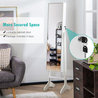 Giantex Standing Jewelry Cabinet w/ Full Length Mirror, Jewelry & Makeup Storage Cabinet