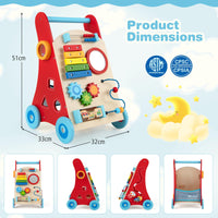 8-in-1 Wooden Baby Walker with Wheels for Toddlers 1+ Years Old