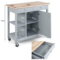 Giantex Kitchen Island on Wheels, Rolling Cart with Open Shelves, Storage Drawers & Cabinet