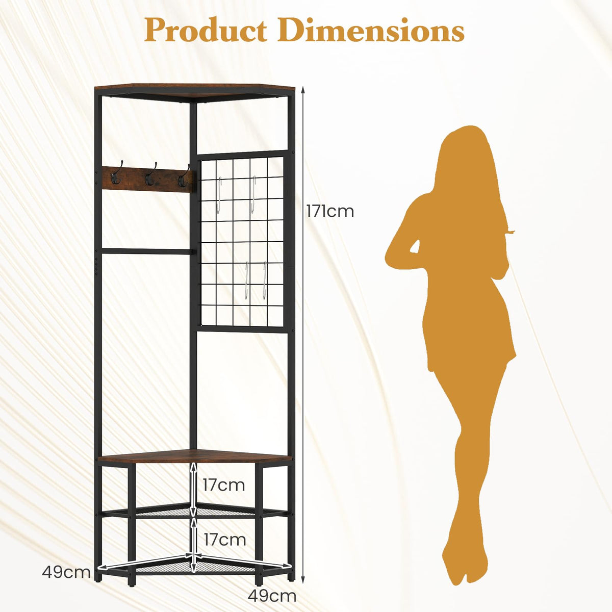 Freestanding Coat Rack with Storage Shelves and Shoe Racks