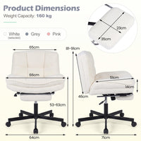 GIANTEX Teddy Plush Office Chair with Footrest & Adjustable Height