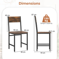Dining Chairs Set of 2/4, Rustic Wood & Metal Frame