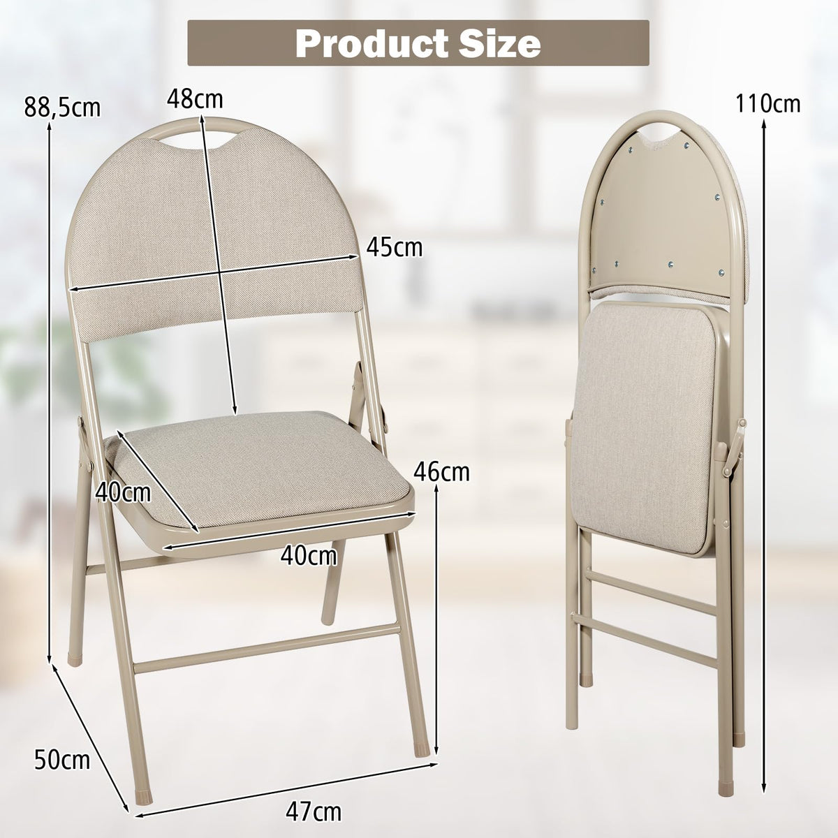 6 Pieces Foldable Chairs, Portable Folding Chairs