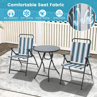 3 Piece Outdoor Folding Bistro Set with Folding Table for Outdoor/Indoor Use