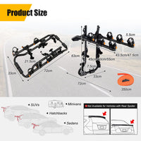 3-Bike Trunk Mount Rack with Adjustable Length Angle