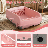 Semi-auto Open-top Cat Litter Box with High Side, Splash-Proof Cat Toilet