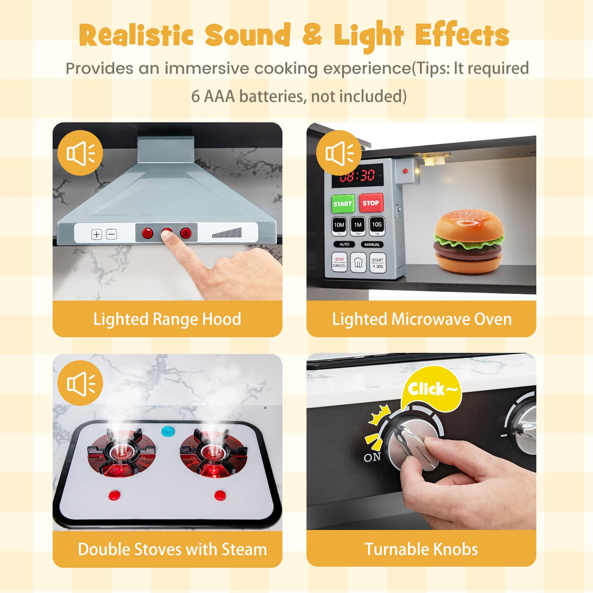 Kids Corner Kitchen Playset, Wooden Pretend Play Kitchen