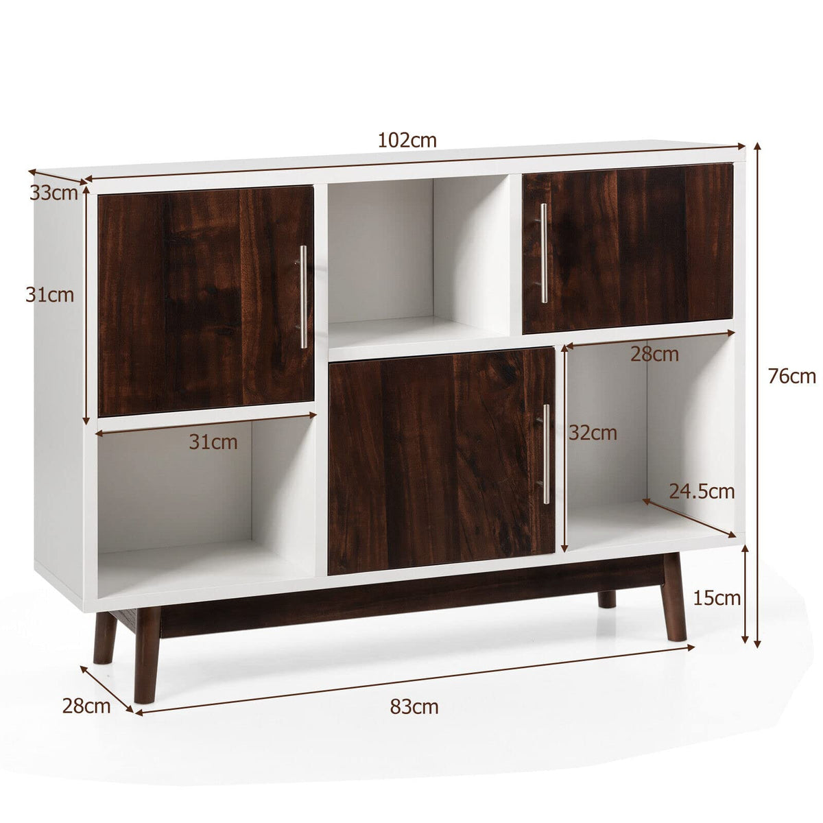 Giantex Buffet Cabinet, Modern Sideboard with 3 Doors, TV Console Center, Buffet Table Cupboard