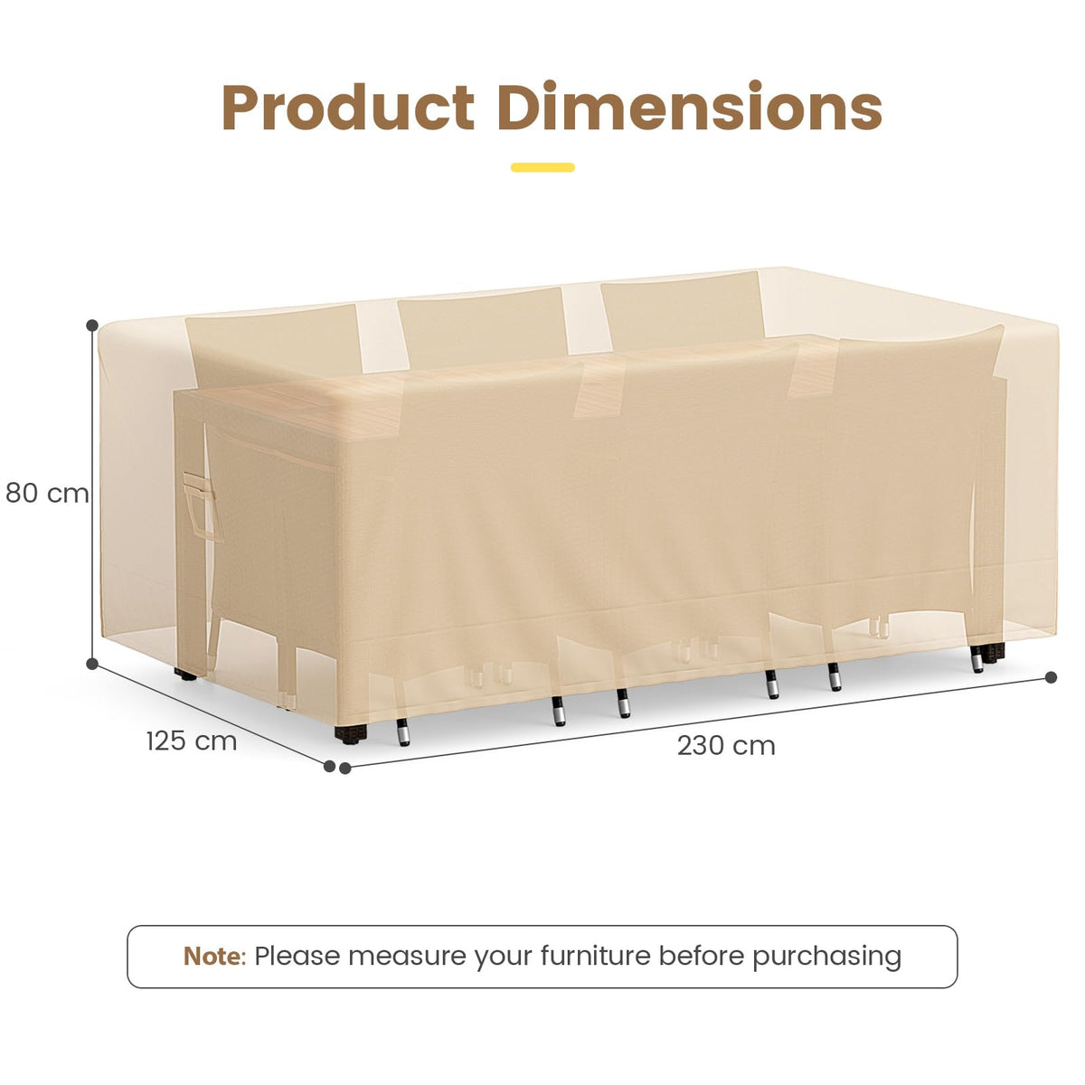 Patio Furniture Cover 420D Oxford Fabric Outdoor Table Set Cover with Padded Handle