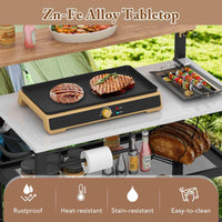 Rolling Bar Cart with Flip-up Table and Foldable Handle for Kitchen