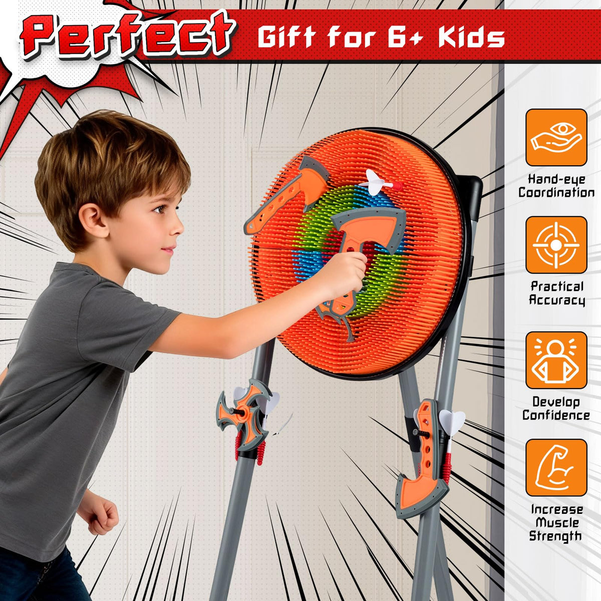 3 in 1 Throwing Target Set Kids Throwing Game with 3 Throwing axes