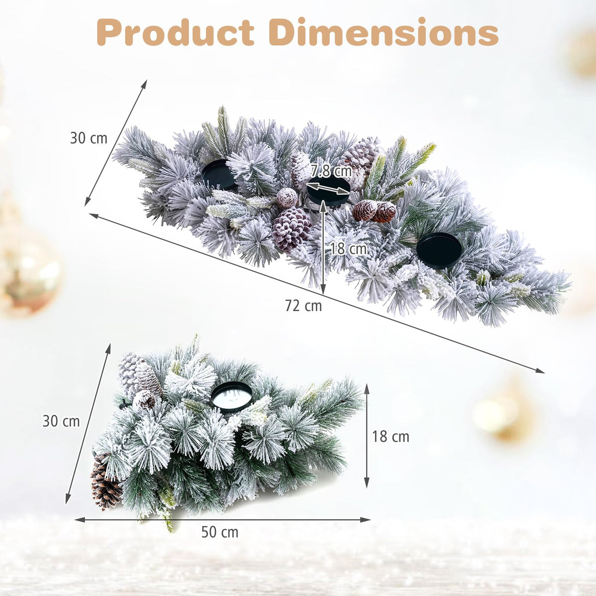 72 cm Foldable Christmas Centerpiece 3 Candle Holder