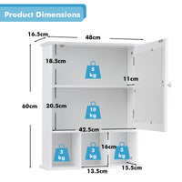 Wall-mounted Bathroom Cabinet with Adjustable Shelf and Open Compartments