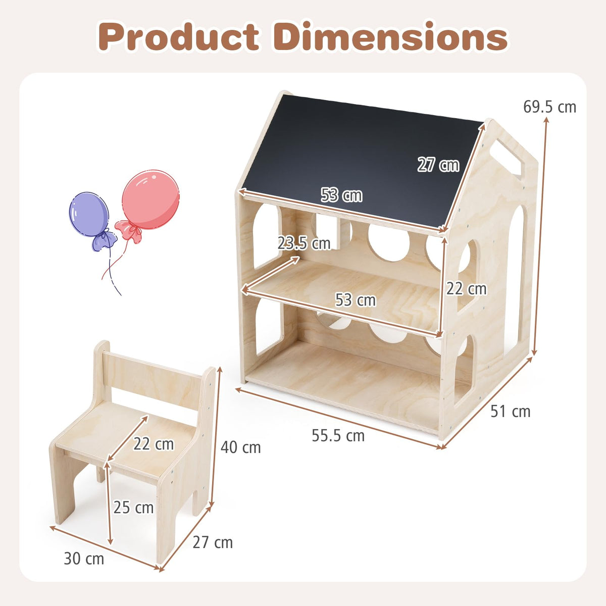 3-in-1 Toddler Art Table Set with 2 Bookshelves and Chalkboard for Painting and Crafting