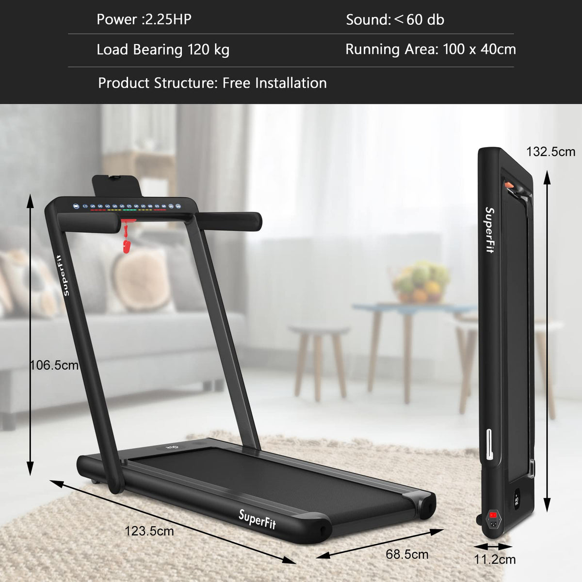 2.25HP Under Desk Walking Pad with LED Display, APP & Remote Control