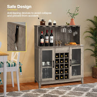 Giantex Freestanding Kitchen Buffet Cabinet, Wood 2-Door Sideboard w/Detachable Wine Rack & Glass Holder