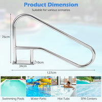 Pool Handrail Stair Rail with Mount Base Plate for Water Parks