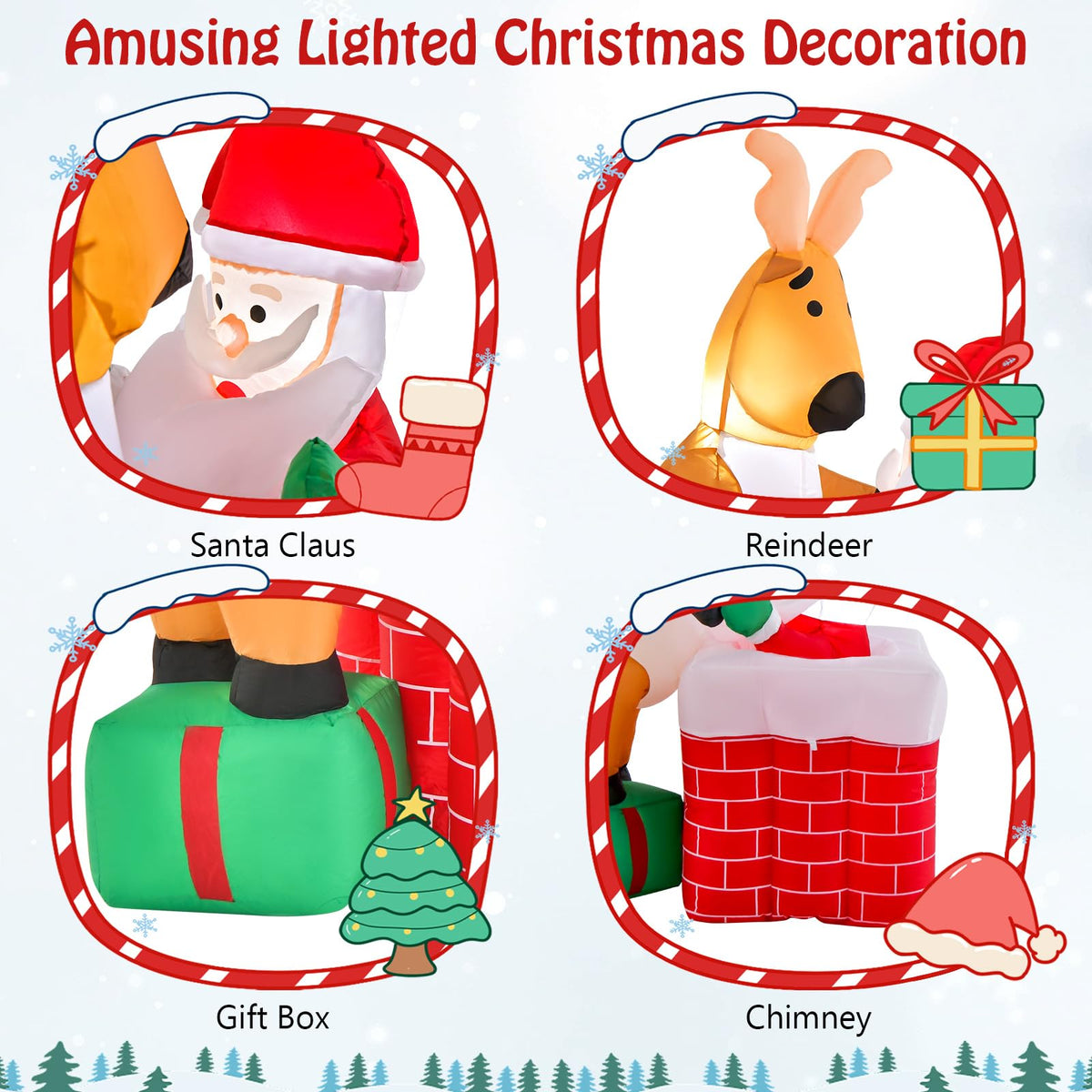 155cm Inflatable Santa Claus Climbing Chimney for Indoor/ Outdoor Party