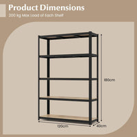 5-Tier Heavy Duty Metal Shelving Unit Adjustable Garage Storage Utility Shelves