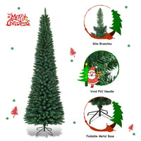 2.4M Christmas Tree, Fir Pencil Artificial Tree, Classic Natural Christmas Tree